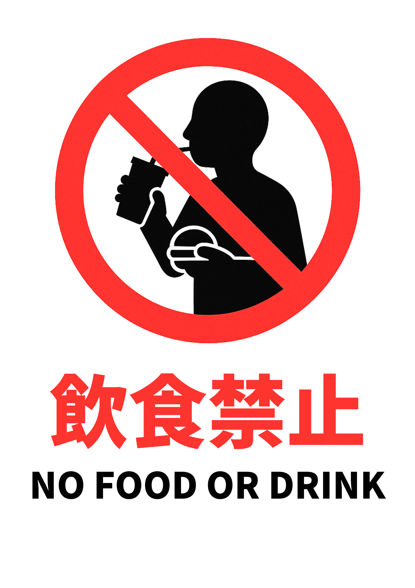 シルエットと禁止マークの飲食禁止