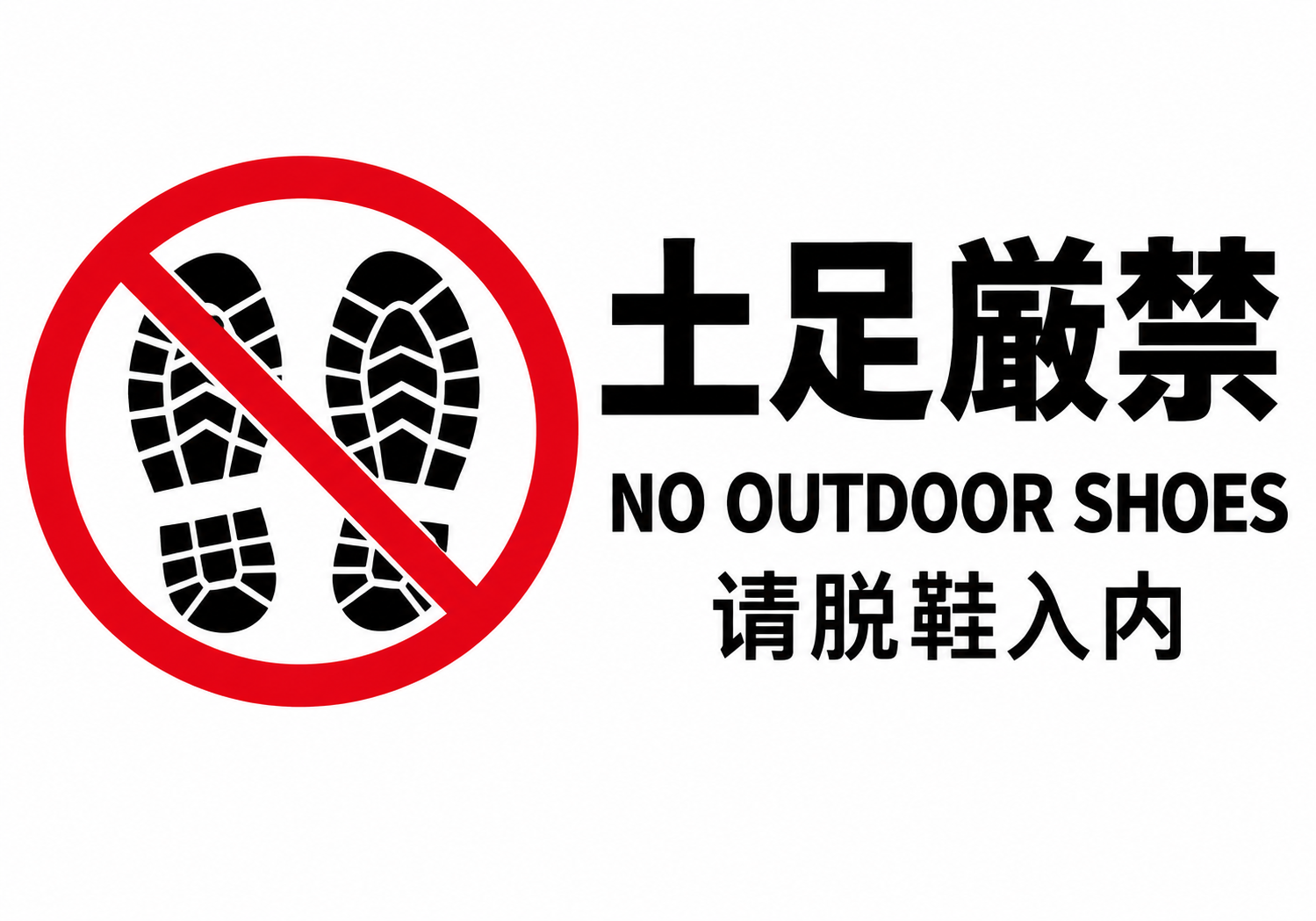 土足厳禁 NO OUTDOOR SHOES 請脱鞋入内の横向きポスター