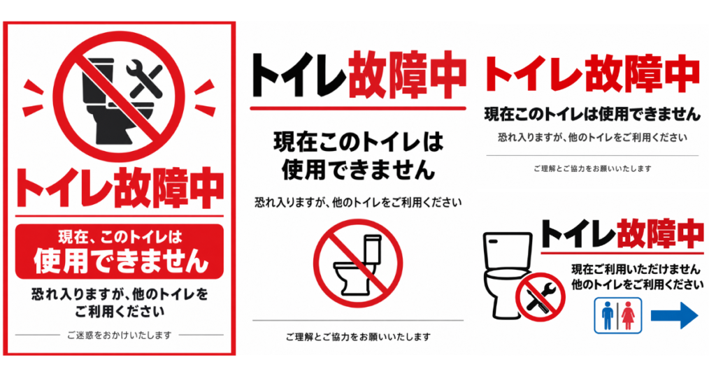 トイレ故障中の貼り紙テンプレートのアイキャッチ、サムネイル