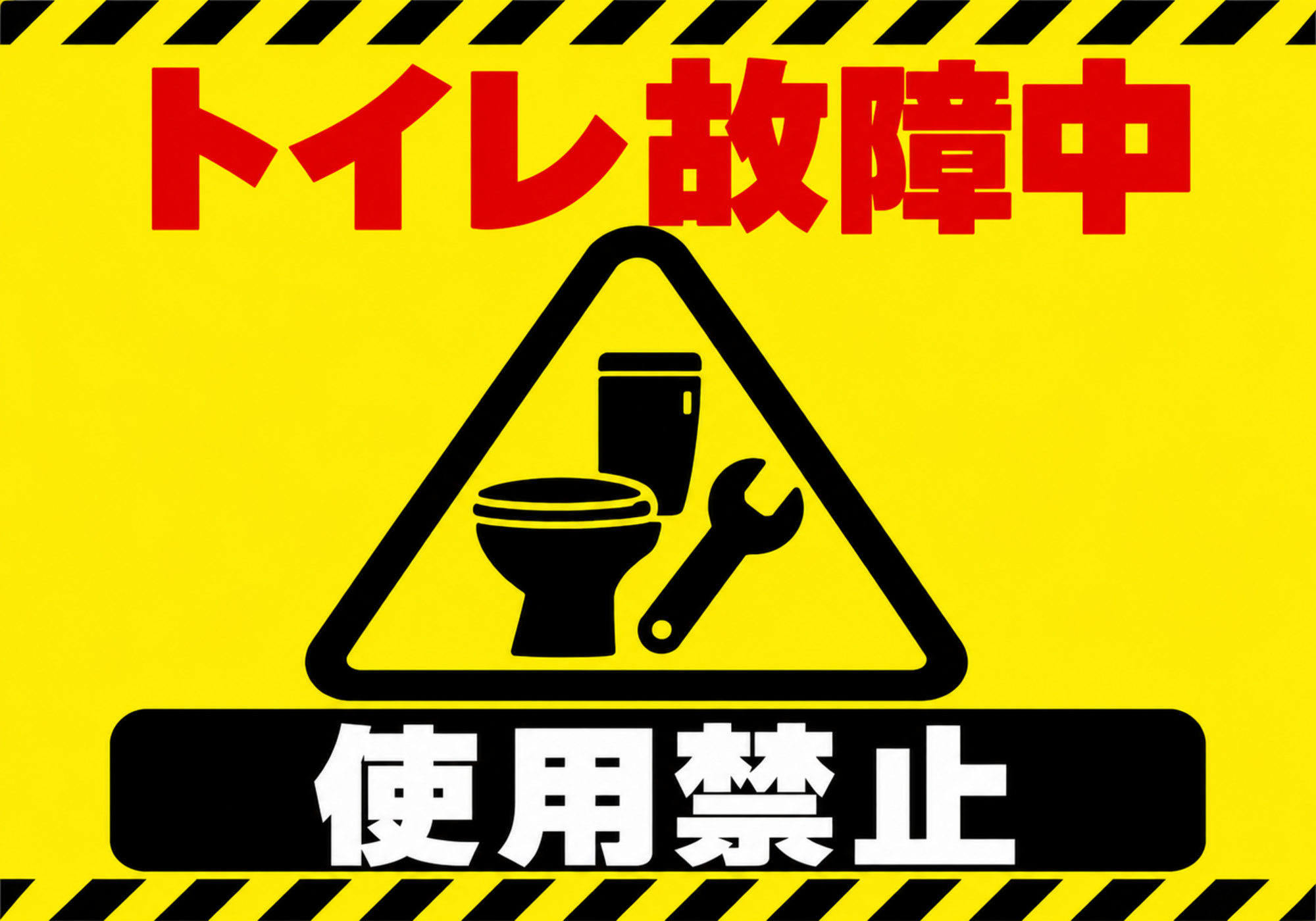 上下の黄色と黒の注意ラインで使用禁止を強調する横型ポスター