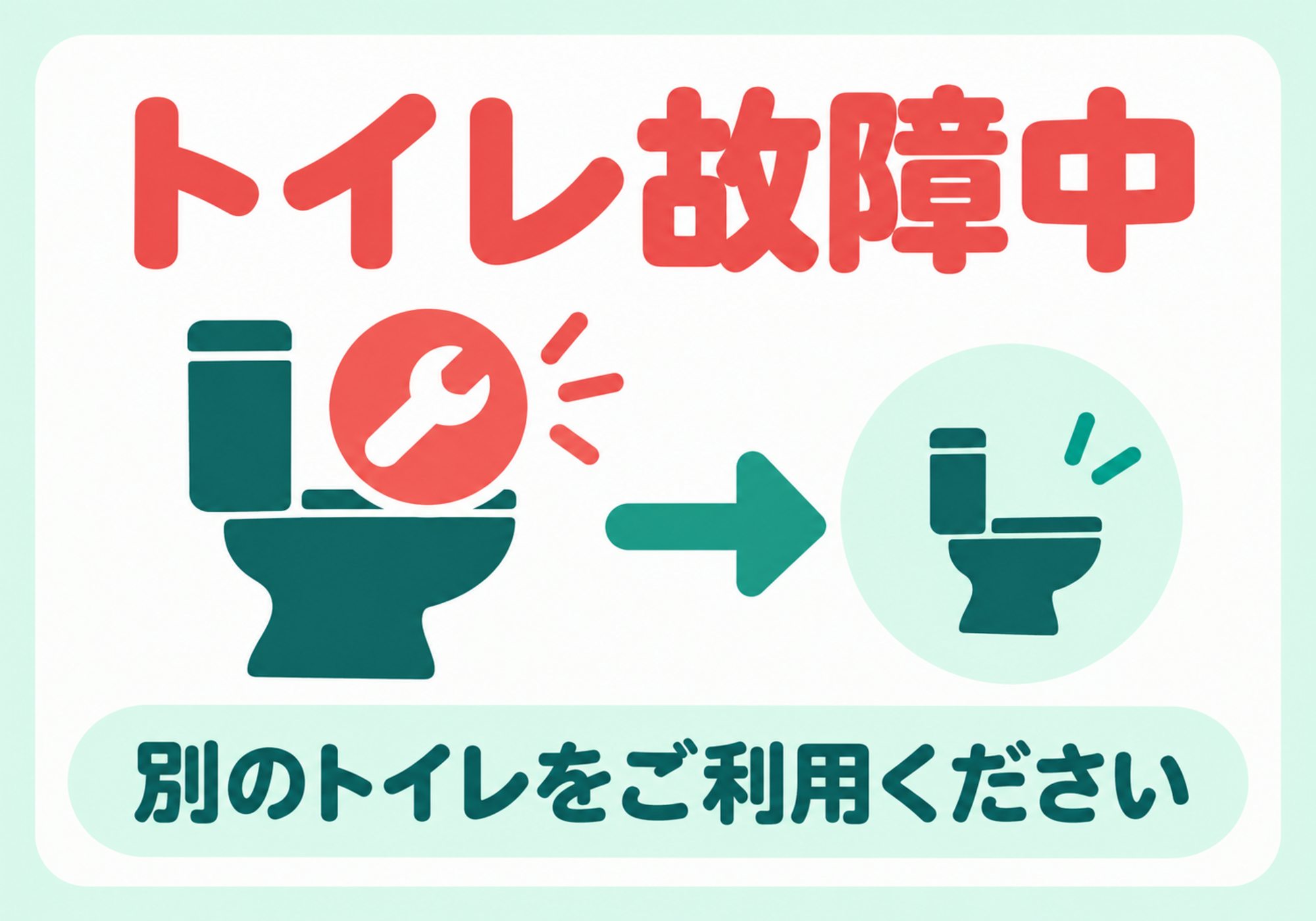別のトイレへの誘導をわかりやすく示す横型ポスター