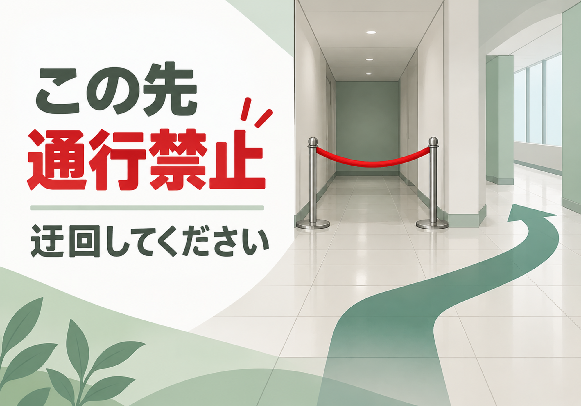 迂回路を案内する通行禁止の横型ポスター