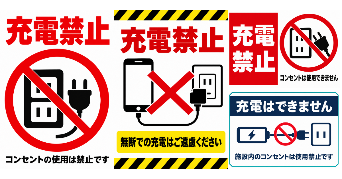 充電禁止の貼り紙テンプレートのアイキャッチ、サムネイル