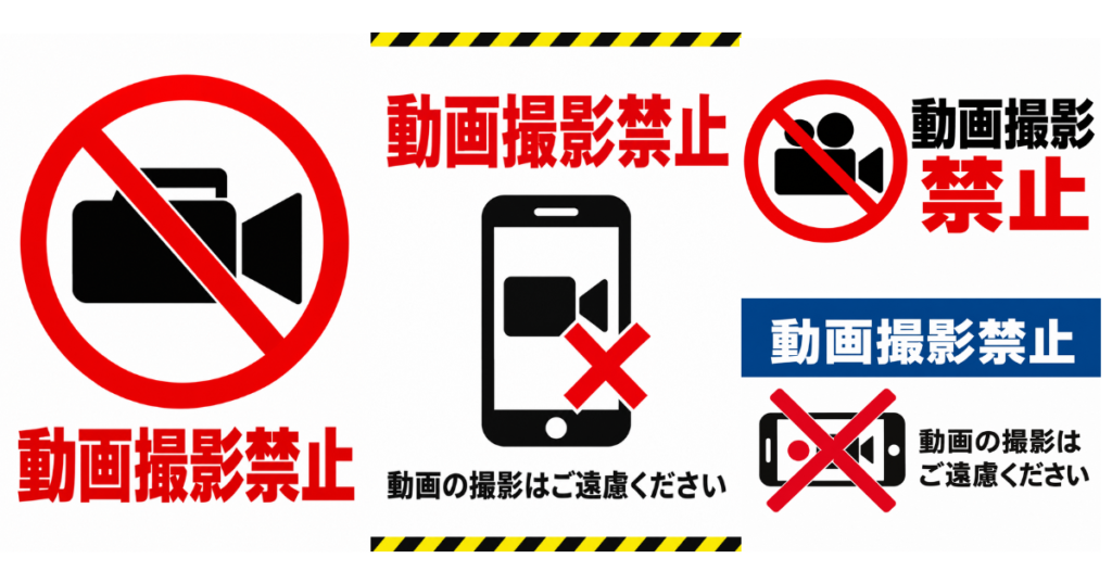 動画撮影禁止の貼り紙テンプレートのアイキャッチ、サムネイル