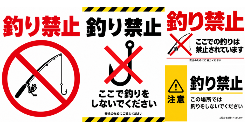 釣り禁止の貼り紙テンプレートのアイキャッチ、サムネイル